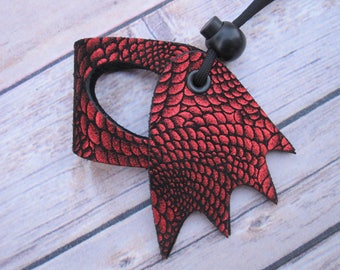 Leather Lizard Harness--Fire Dragon with Wings