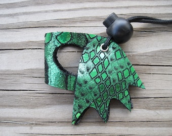 Leather Lizard Harness--Green Siren with Green Wings