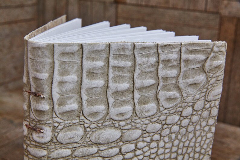 White Leather Medium Book 112 Blank Pages