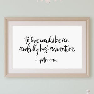 Peter Pan print, nursery decor, Neverland Nursery, nursery art, bedroom decor, Peter Pan quote, black and white, Whimsical Nursery Printable