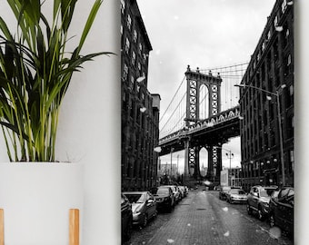 Brooklyn Bridge, NYC, New York Black & White, New York Print, New York City Skyline Photo, Printable Large Wall Art Poster, Cityscape Print