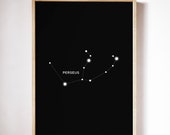 Perseus constellation, Constellation Art, Wall art, Printable astronomy poster, home wall print, Wall Art Print, star chart, Space Printable