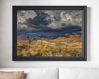 Impresión del desierto, Fotografía de paisaje de Arizona, Decoración moderna de Arizona, Cartel grande, Descarga digital, Aqua verde marrón, Decoración del suroeste, Arte