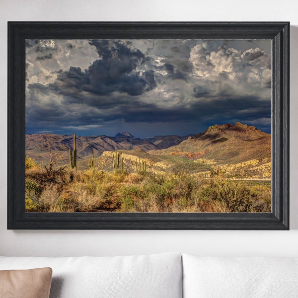 Desert Print, Arizona Landscape Photography, Arizona Modern Decor, Large Poster, Digital Download, Brown Green Aqua, Southwestern Decor, Art