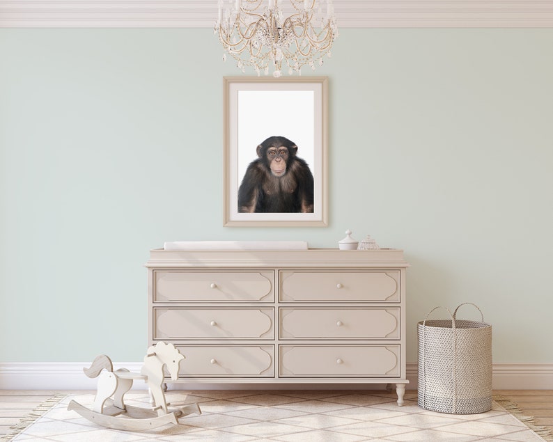 Chimpanzee print, Nursery animal print, PRINTABLE art, Monkey, Safari animals, Nursery decor, zoo animals, Jungle,DIY Nursery Decor,DOWNLOAD image 4