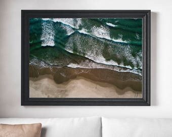Aerial Beach Print, Beach Art Print, Digital Download, Beach Life, Modern Beach Poster, Sea Print, Teal Decor, Beach Photography, Busy Beach