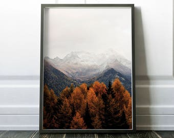 Mountain Print, Scandinavian Wall Art, Nordic Decor, Snow Mountain Poster, Mountain Wall Art, Mountain Photography, Nordic Print, Nordic Art
