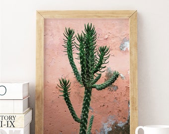 Cactus print, PRINTABLE art, Pink and green, Cactus poster, Nature print, Modern minimalism, Southwestern decor, Cactus photography, Art