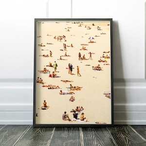 Impresión de playa de arte abstracto, fotografía moderna, agua del océano, personas, foto, cartel grande imprimible, descarga digital, decoración costera, abstracto