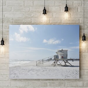 lifeguard photo, beach decor, beach print, surfing print, California beach art, red wall decor, coastal art, surf print, lifeguard station