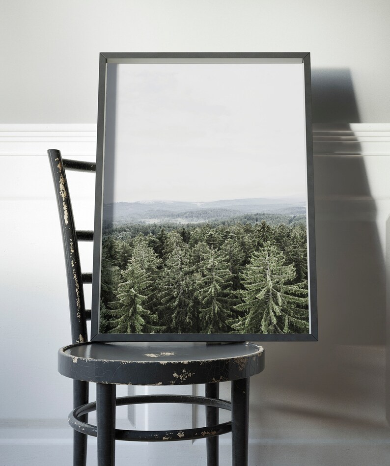 Pine Tree Mountain Wall Art Wall Art Decor Scandinavian Art Etsy