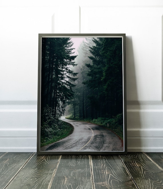 Foggy Forest Road Printable, Misty Woodland Wall Art, Wilderness Poster, Landscape Decor Forest Photography Downloadable Print Printable Art