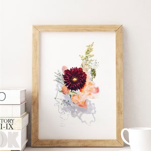Impression abstraite de fleurs, art imprimable, téléchargement immédiat, impression florale, impression de fleurs, art mural floral, impression botanique, impression de fleurs, art rose