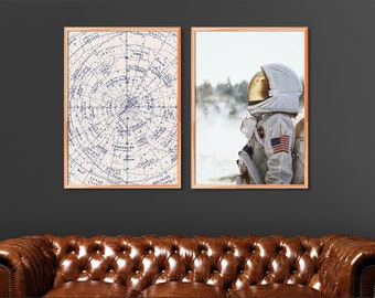 Astronaut Nursery Boys Room Printable Set, Apollo Space Art Set, Outer Space Set, NASA Digital Download, Printable Wall Decor, Space Suit