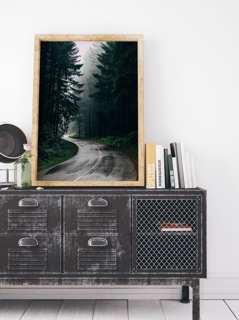 Foggy Forest Road Printable, Misty Woodland Wall Art, Wilderness Poster, Landscape Decor Forest Photography Downloadable Print Printable Art image 6