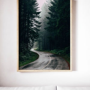 Foggy Forest Road Printable, Misty Woodland Wall Art, Wilderness Poster, Landscape Decor Forest Photography Downloadable Print Printable Art image 7