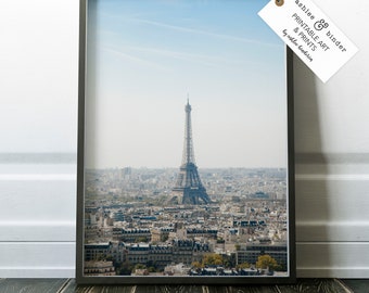 Eiffel Tower Contemporary Printable, Eiffel Tower Print, Paris Wall Art, Bedroom Decor, Digital Download, Modern Minimalist,Bedroom Wall Art