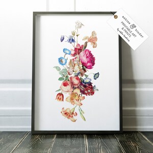 Impression de fleurs abstraites, art IMPRIMABLE, TÉLÉCHARGEMENT INSTANTANÉ, imprimé floral, imprimé fleuri, art mural floral, imprimé botanique, imprimé fleuri, art rose