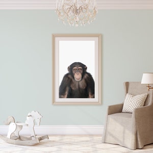 Chimpanzee print, Nursery animal print, PRINTABLE art, Monkey, Safari animals, Nursery decor, zoo animals, Jungle,DIY Nursery Decor,DOWNLOAD image 3