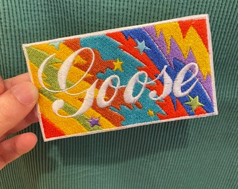 goose the band stardust rainbow zigzag embroidered patch