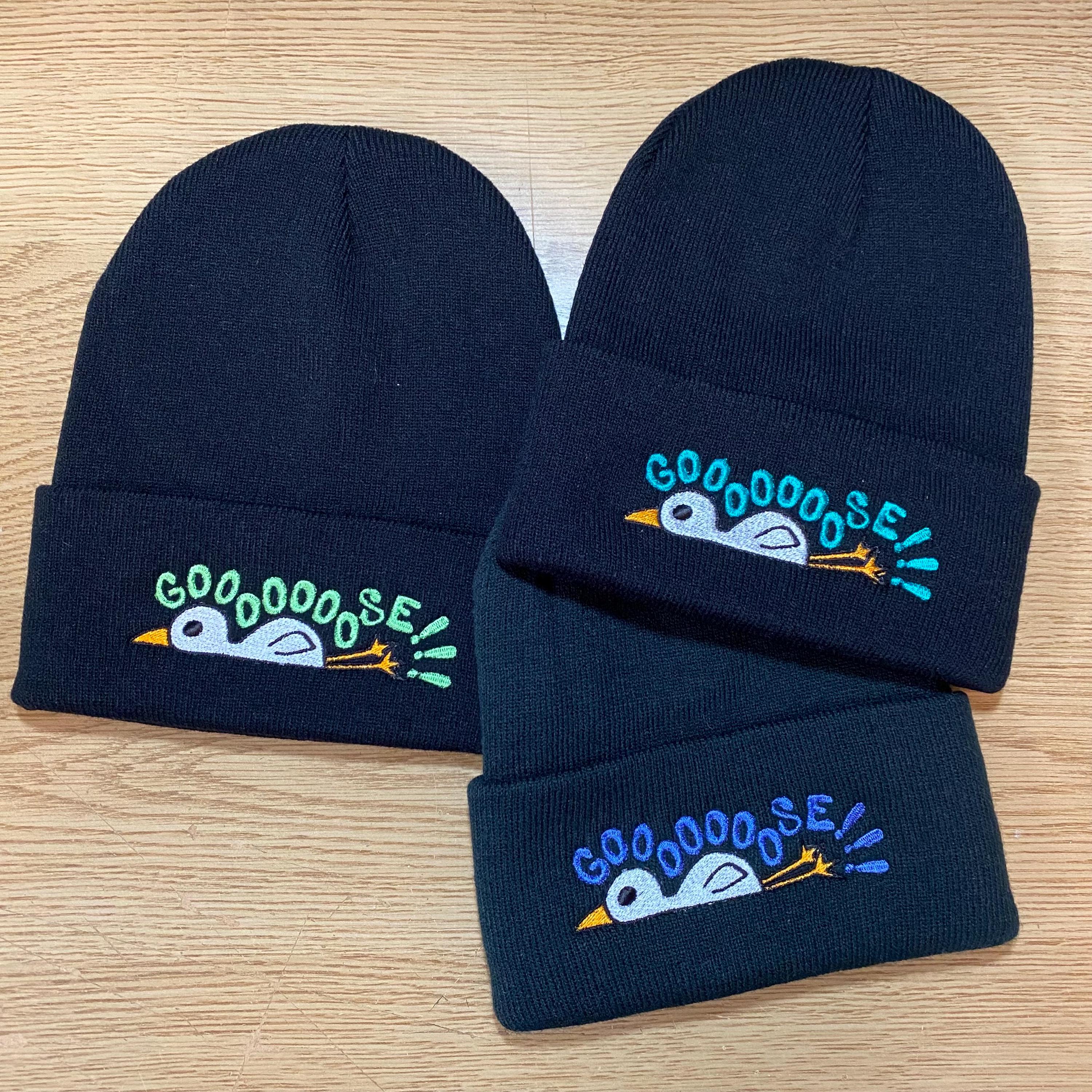 Goose the Band Embroidered Knit Beanie Hat Gooooose!!! Black