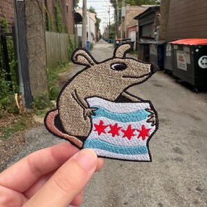 chicago flag rat cute embroidered patch