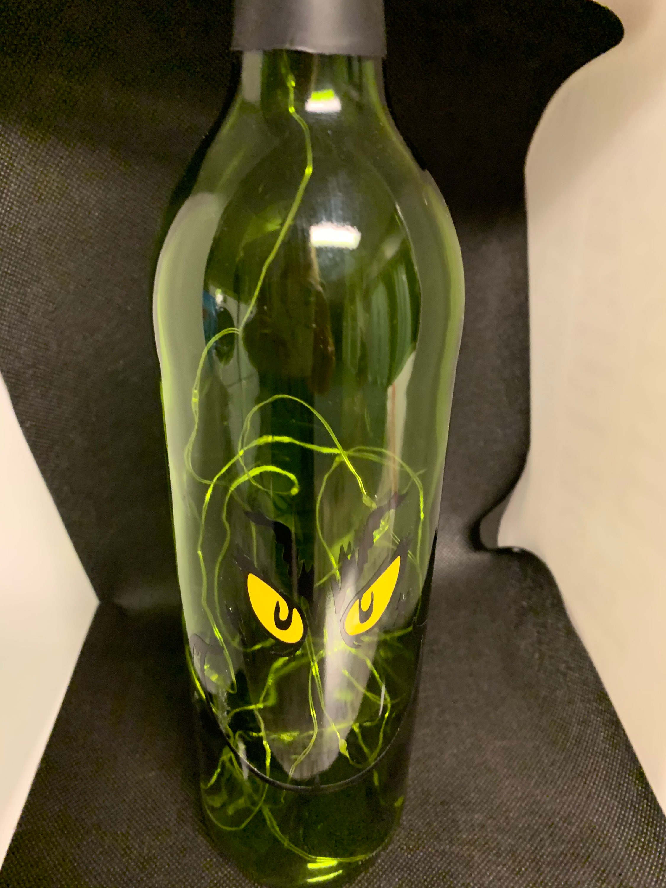 Lighted Christmas Grinch Character Wine Bottle Gift Home Décor