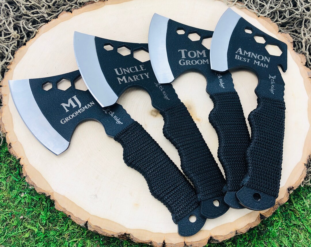 Personalized Engraved Hunting Axe - Custom Groomsmen Hatchet With Sheath Outdoor Gift