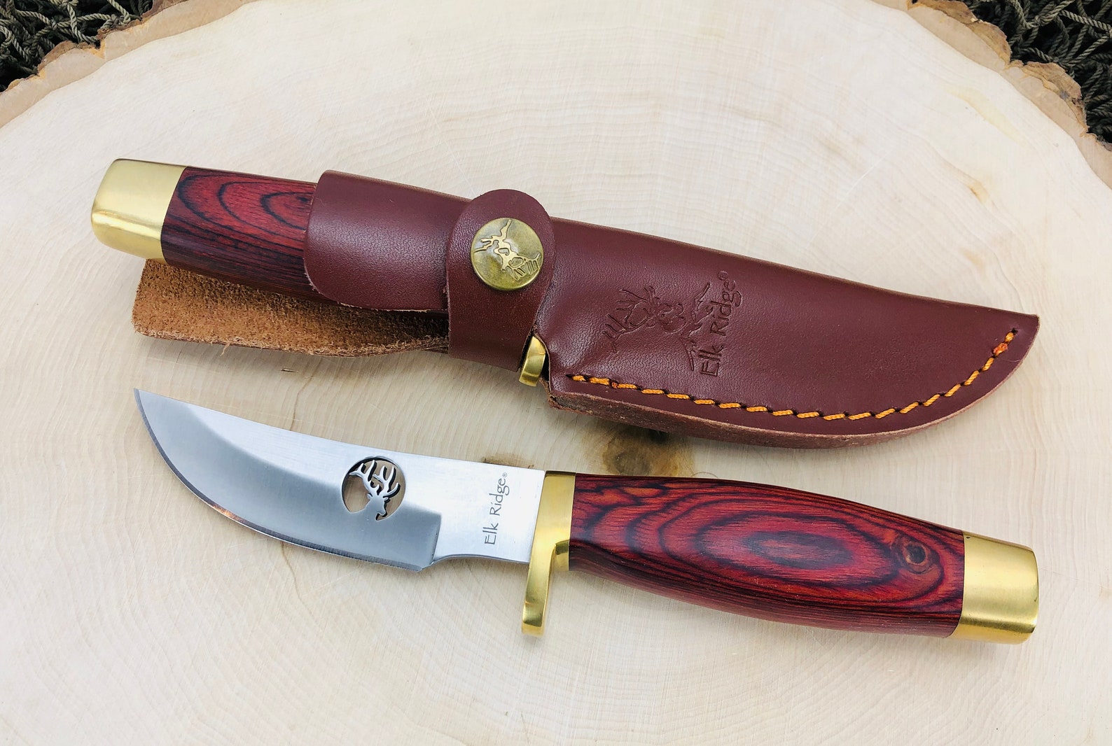 Engraved Hunting Knife and Sheath Genuine Leather Elk Ridge Etsy