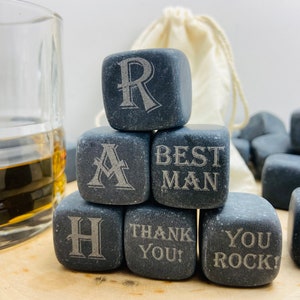 Engraved Whiskey Stones: Personalized Groomsmen Gift Set