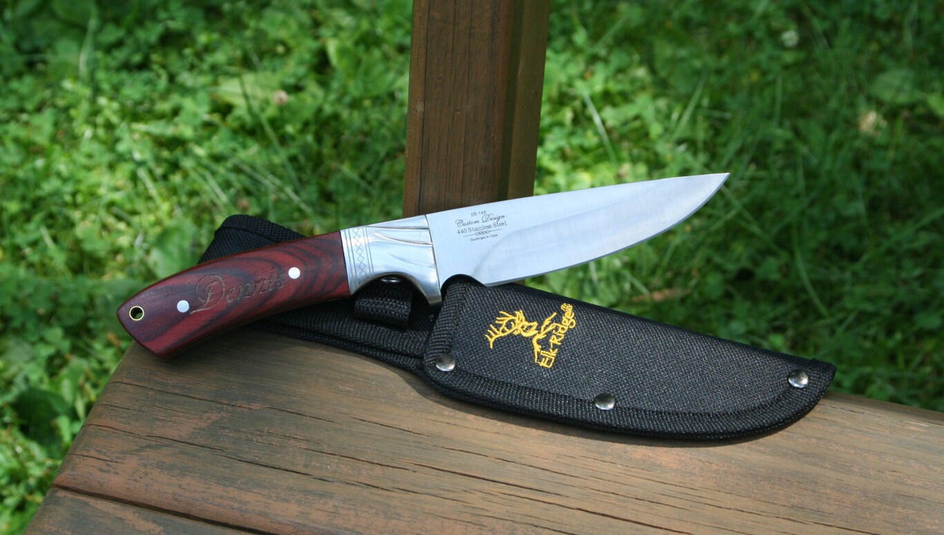 Engraved Hunting Knife and Sheath Elk Ridge Knives Unique Etsy