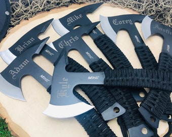 Unique Groomsmen Gifts, Set of 9 Cool Hatchets / Axes, Personalized Grooms Party Thank You Presents, Best Man Idea, Wedding Party Favors