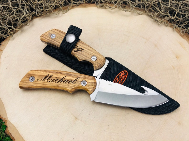 Custom Engraved Gut Hook Knife and Sheath Cool Xmas Gift for Etsy