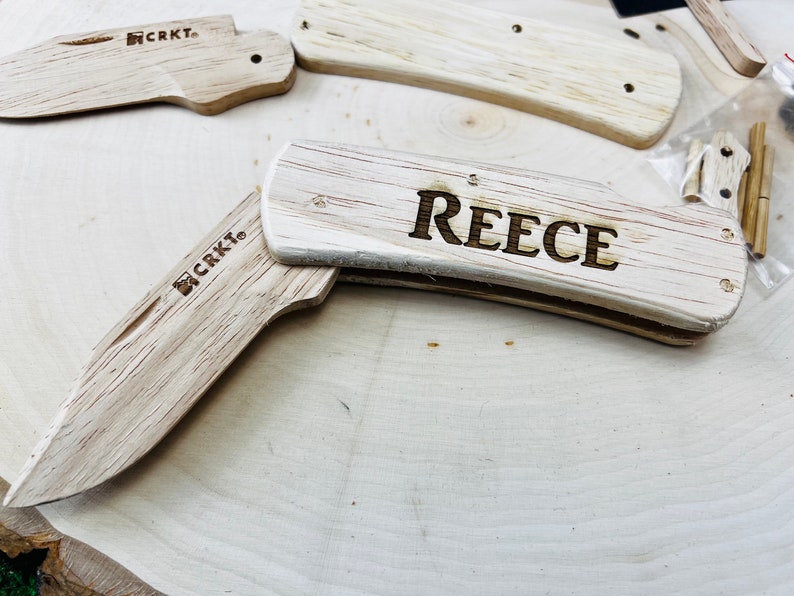 Personalized Wood Knife Kit: Engraved Kids Pocket Knife Build