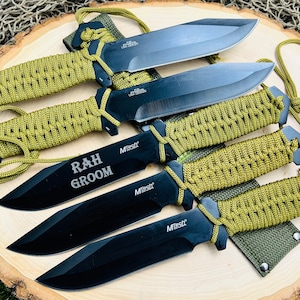 5 Groomsman Proposal Gifts -  Custom Engraved Hunting Knives - Wedding Gifts for Men - Personalized Groomsmen Thank You Gifts