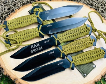 5 Groomsman Proposal Gifts -  Custom Engraved Hunting Knives - Wedding Gifts for Men - Personalized Groomsmen Thank You Gifts