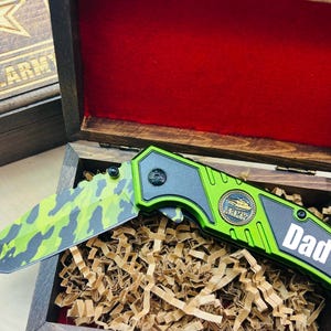 US Army Soldier Gift, Cool USA Army Personalized keepsake, US Military Gifts, Custom Engraved Box and Knife, for your Hero, Dad, Husband