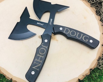 Mini Hatchet Axe and Sheath, Laser Engraved, Cool mens gift, Great Groomsman or Best Man present, Unique and Personalized for Outdoor Men