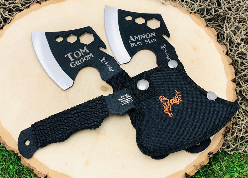 Cool Engraved Hatchet / Axe Head with nylon sheath, unique personalized gift, great present for outdoor Men, Cord wrapped Handle image 5