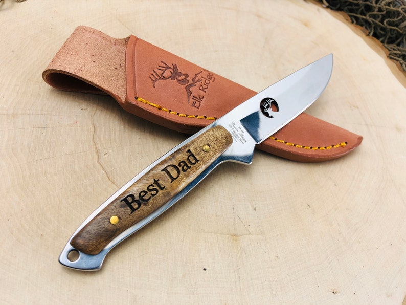 Groomsmen Hunting Knife and Sheath Unique Laser Engraved Burl Etsy