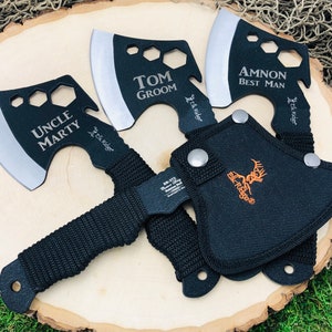 Cool Engraved Hatchet / Axe Head with nylon sheath, unique personalized gift, great present for outdoor Men, Cord wrapped Handle image 3