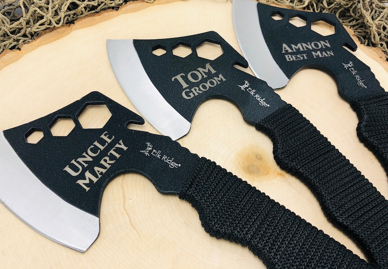 Cool Engraved Hatchet / Axe Head with nylon sheath, unique personalized gift, great present for outdoor Men, Cord wrapped Handle image 4