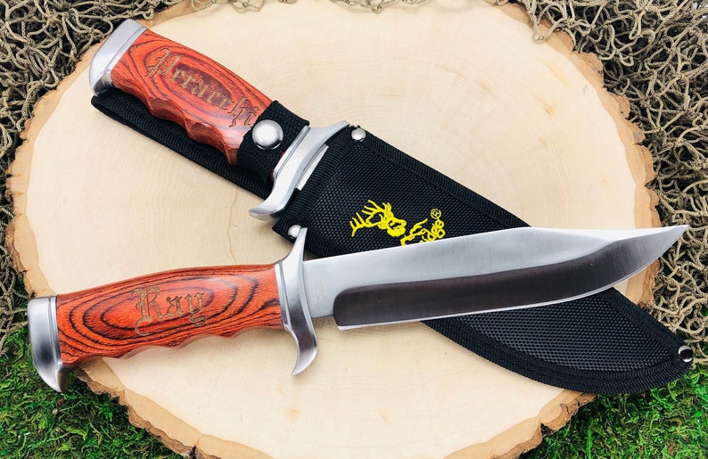 Engraved Bowie Hunting Knife and Sheath Unique Personalized Etsy