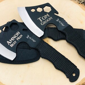 Cool Engraved Hatchet / Axe Head with nylon sheath, unique personalized gift, great present for outdoor Men, Cord wrapped Handle image 7