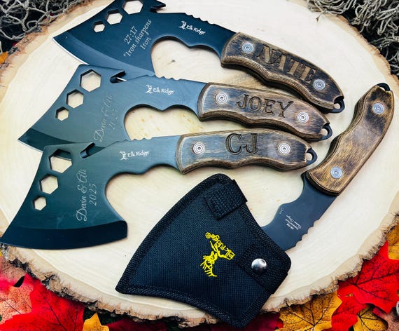 Great Father’s Day gift idea 1 Engraved Axe / Hatchet with nylon sheath, unique personalized present for World’s Best Dad