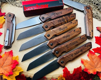Personalized Kershaw Pocket Knife Set: Engraved Groomsmen Gift