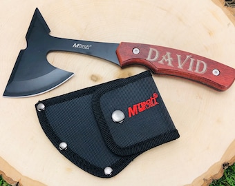 Engraved Mini Hatchet Axe with Sheath, Personalized Gift for Men