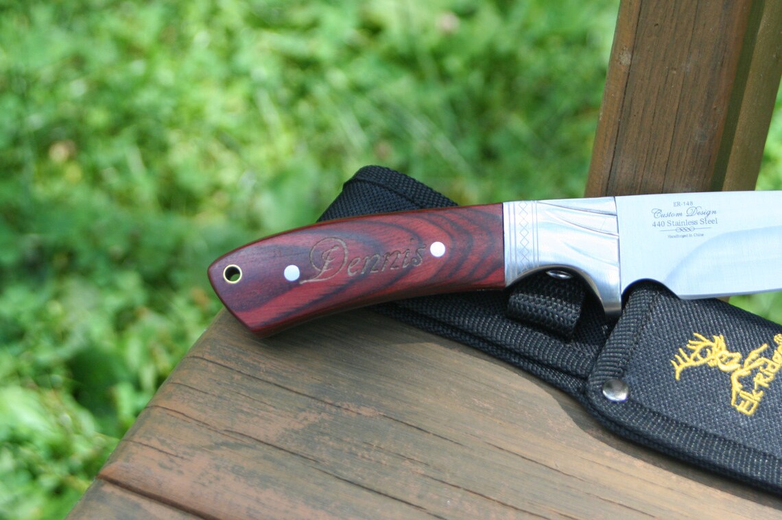 Engraved Hunting Knife and Sheath Elk Ridge Knives Unique Etsy