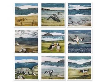 LUCKY DIP -  10 Seabird cards using images by printmaker, Sarah Ross-Thompson