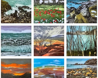 Landscape Art Greetings Cards: Sarah Ross-Thompson Original Artwork, Set of 10